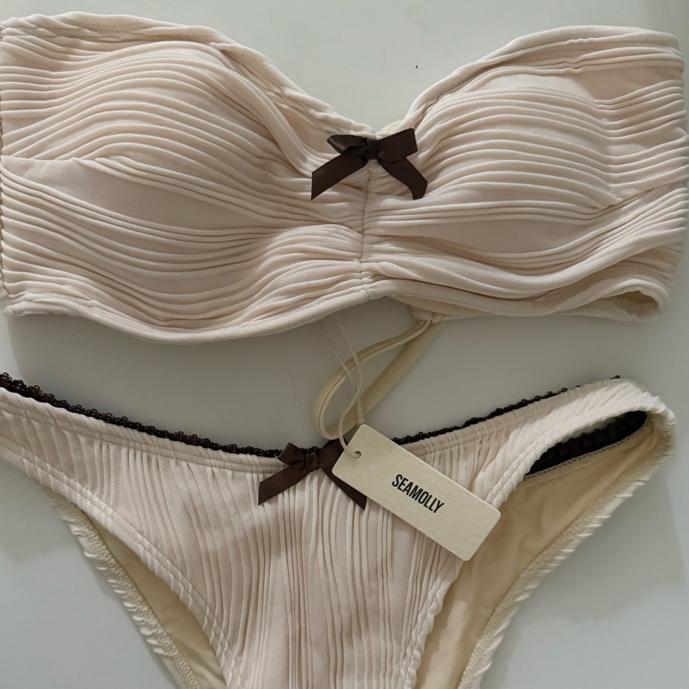 Cream Strapless Bikini Set